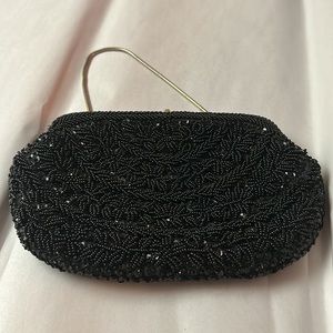 Hand beaded black evening purse from British Hong Kong.